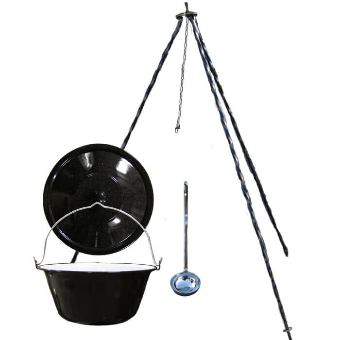 Smaltovaný kotlík 20 L poklice + trojnožka 1,20 m